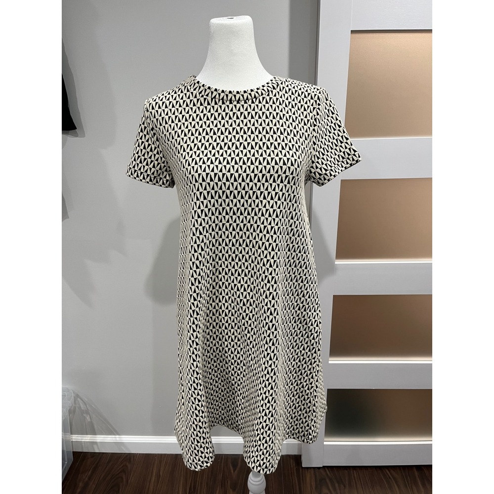 Zara Trafaluc Geometric‎ Triangle Print Short Sleeve Shift Dress Size S